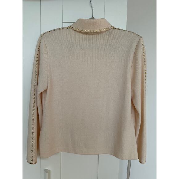 St. John Collection Gold Studded Detail Knit Zip Jacket Blazer, Size 8, Like New - Picture 4 of 9